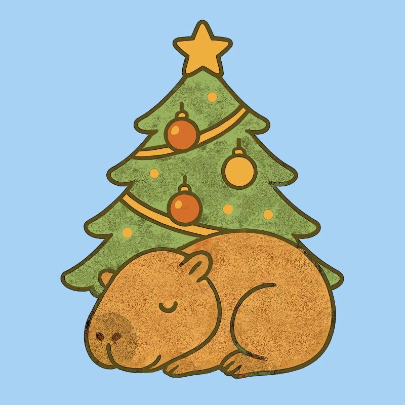 ✨ Schlafendes Capybara unterm Weihnachtsbaum 🎄