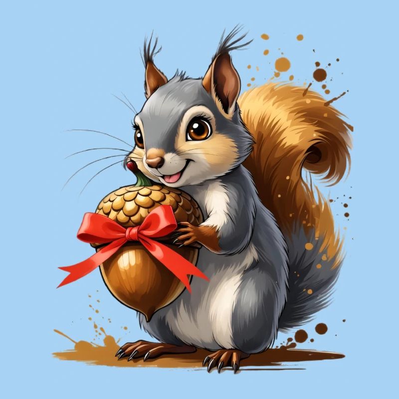 Eichhörnchen mit roter Eichel