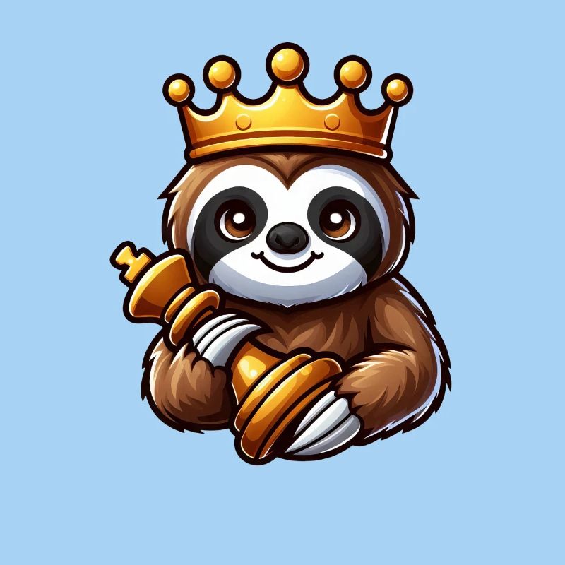 Funny Sloth Chess Player King Queen