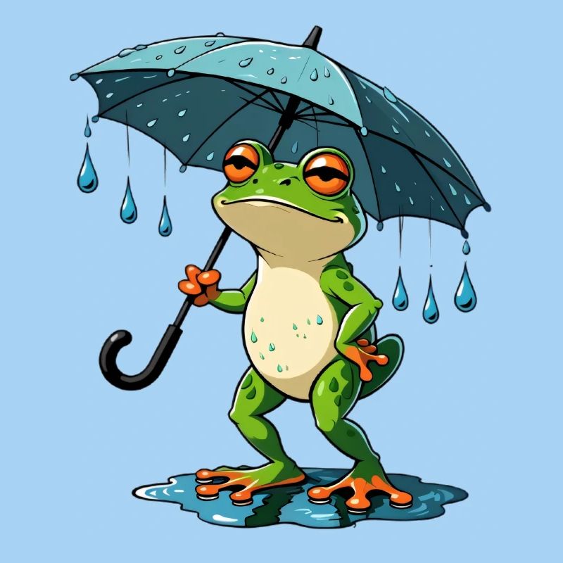 Regenfrosch mit Schirm