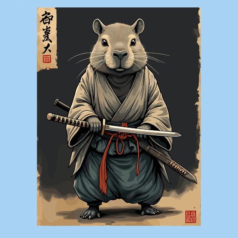Samouraï Cappibara avec Katana