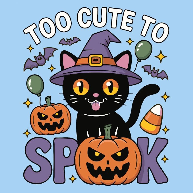 Trop mignon pour être effrayé - Chat sorcière mignon