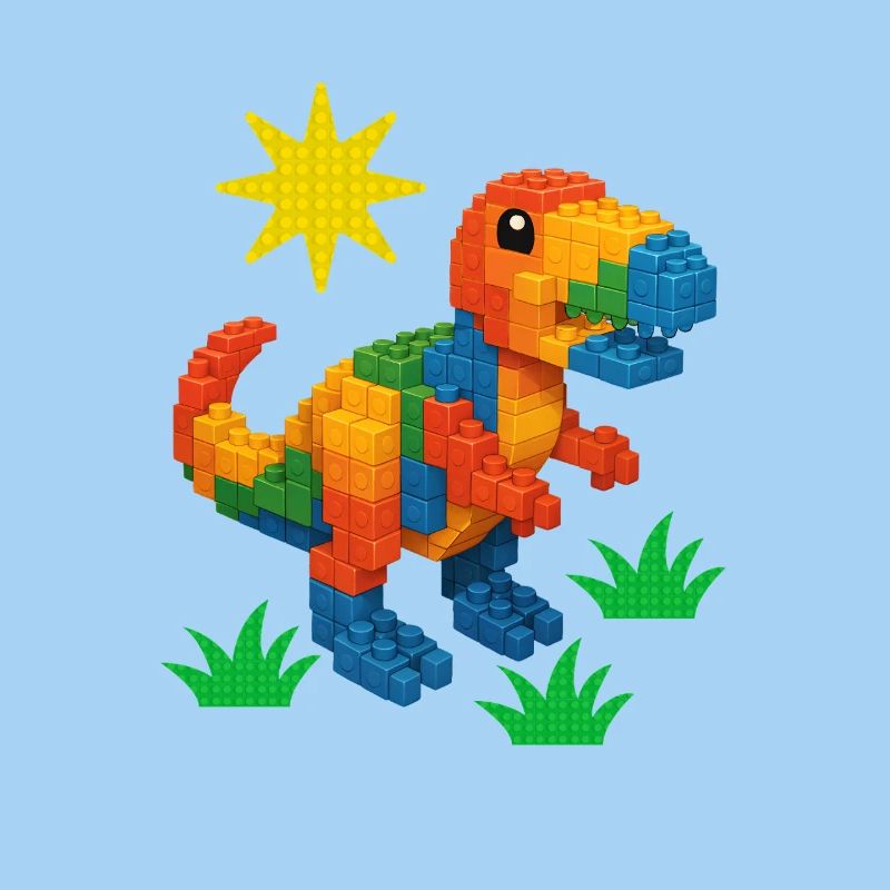 Dinosaur Made Of Bricks Creative Block Builder