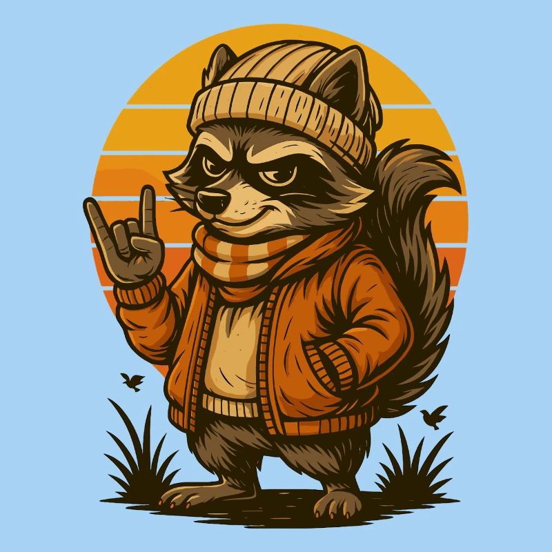 Cooler Waschbär Retro Style