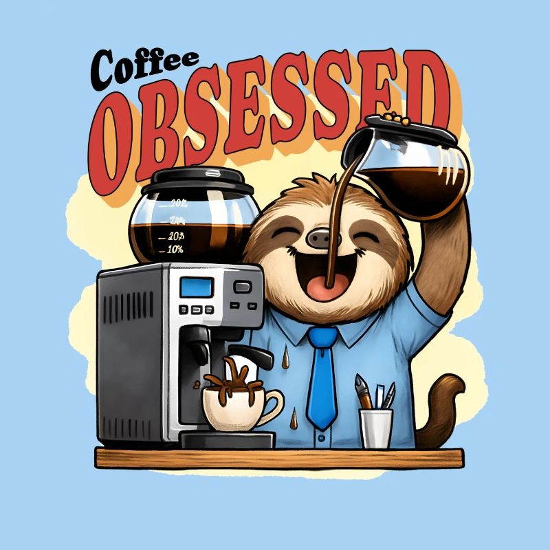 Coffee Obsessed Sloth Caffeine