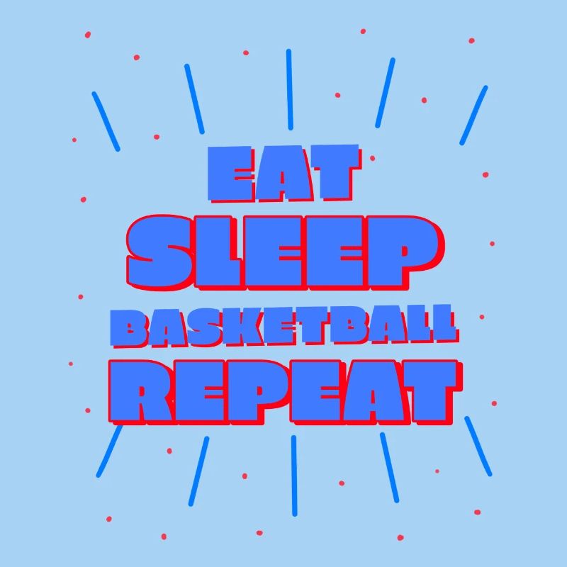 manger, dormir, basket-ball, répéter le design bleu/rouge