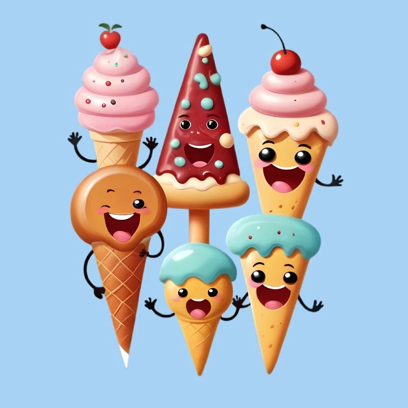 Kawaii Eiscreme Freunde Cartoon