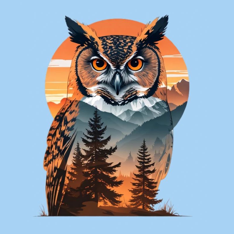 Weise Eule im Abendlicht