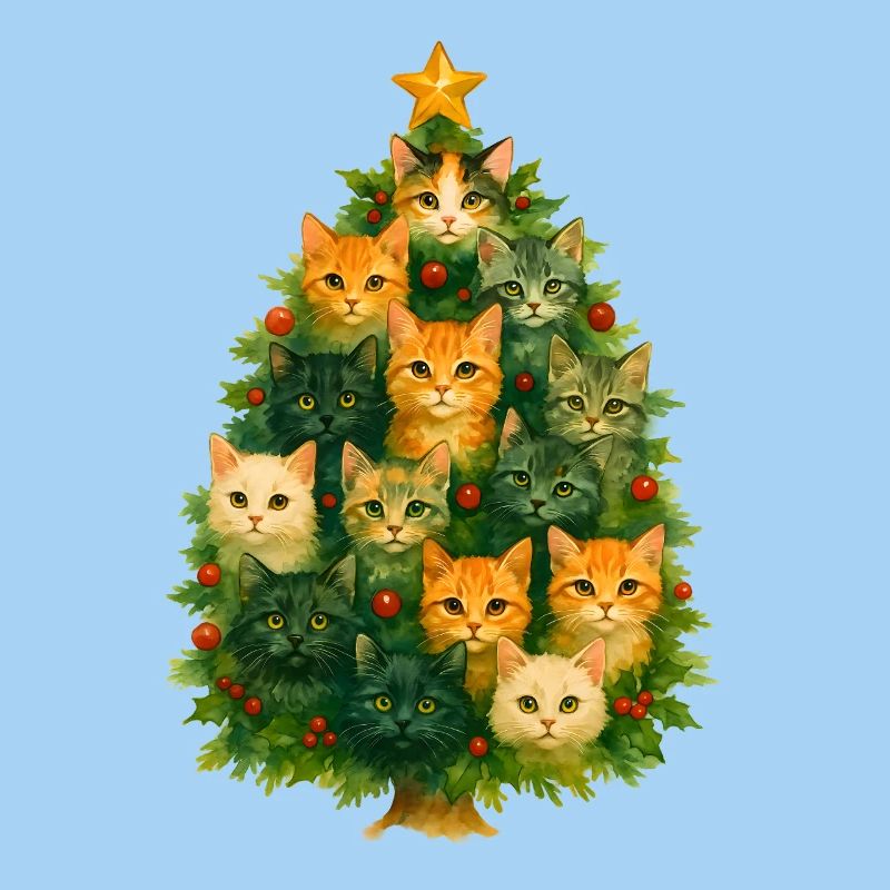 Katzen Weihnachtsbaum Collage