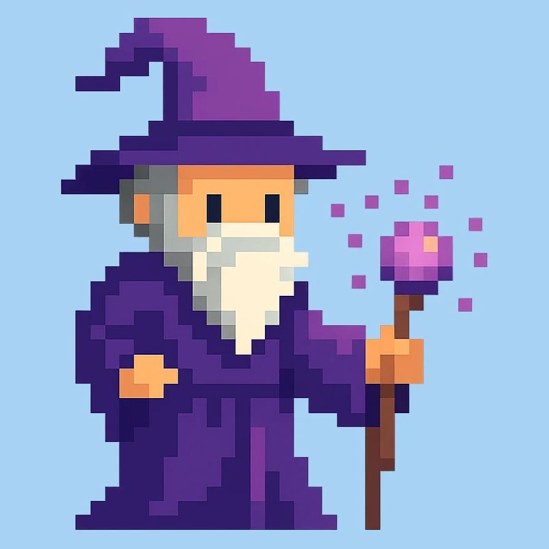 Pixel wizard in the purple shimmer