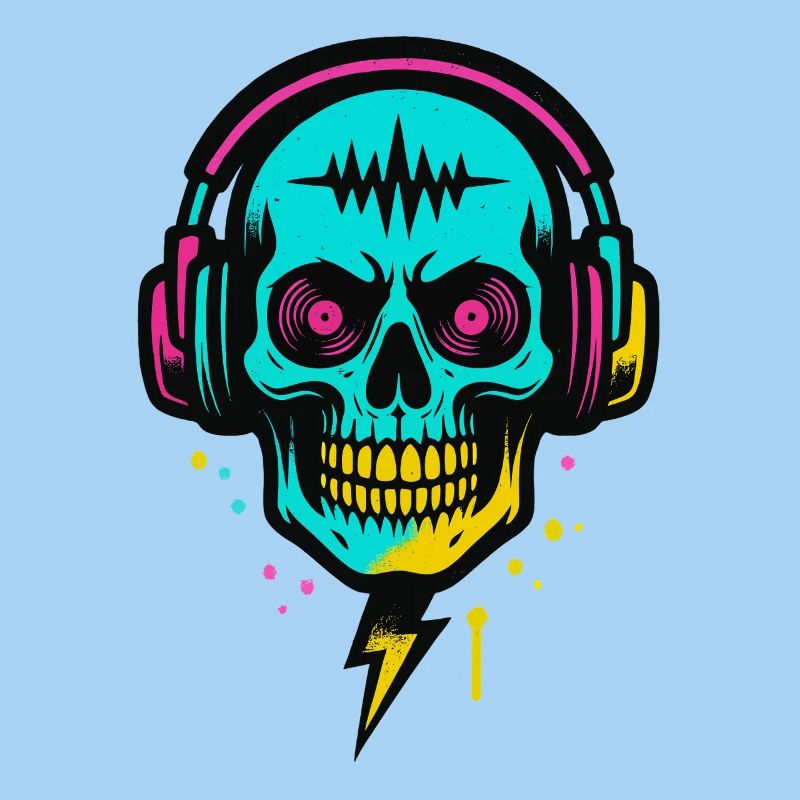 Neon Skull Kopfhörer, Dark Rave Beats