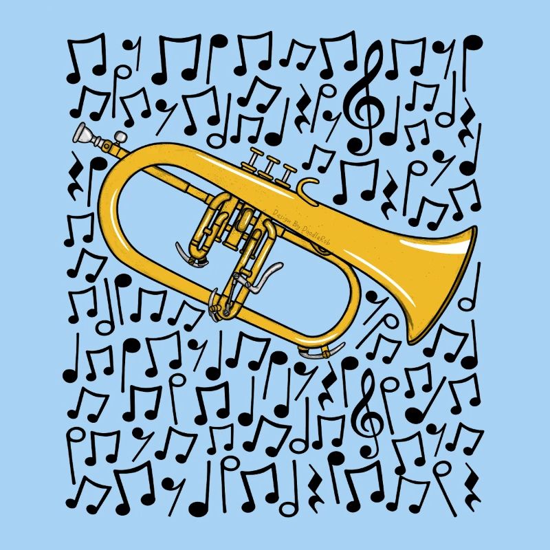 Notes musicales de bugle Corniste Musicien de cuivres