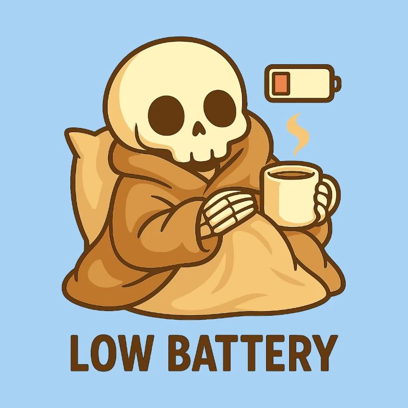 Low Battery Skelett – Cozy müde
