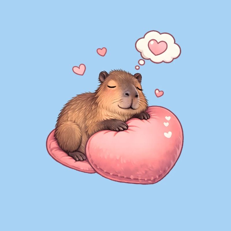 Sleeping Capybara – Cozy Heart Motif