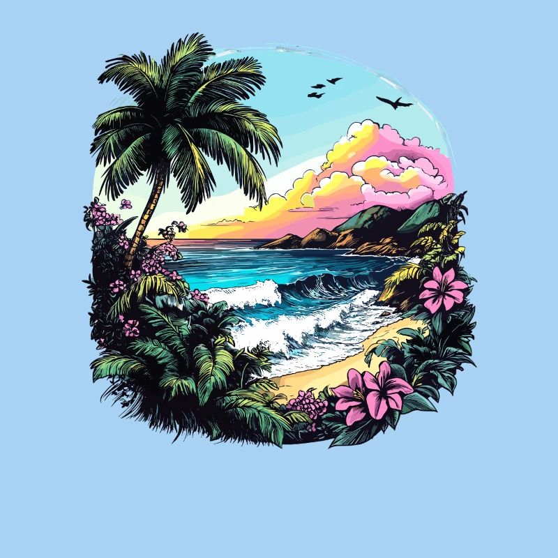 Tropical coast at sunset