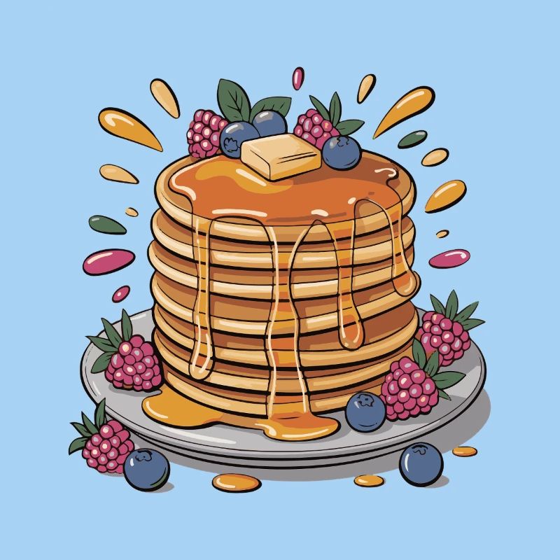 Syrup pancakes with berries