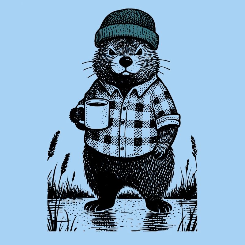 Launischer Bieber mit Kaffee