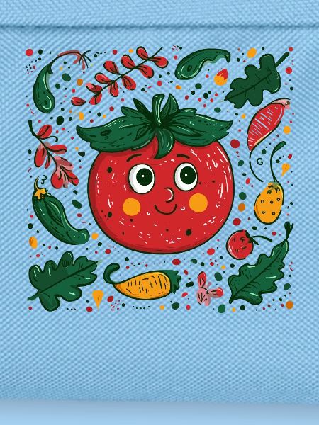 Fröhliche Tomate im Gartendesign