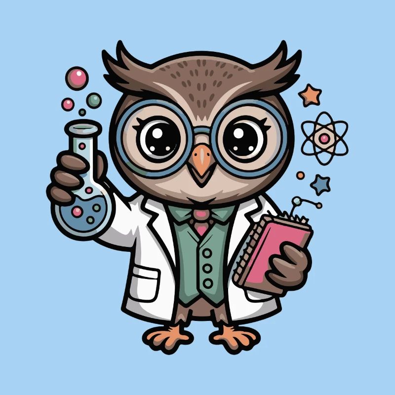Lab owl as a scientist comic
