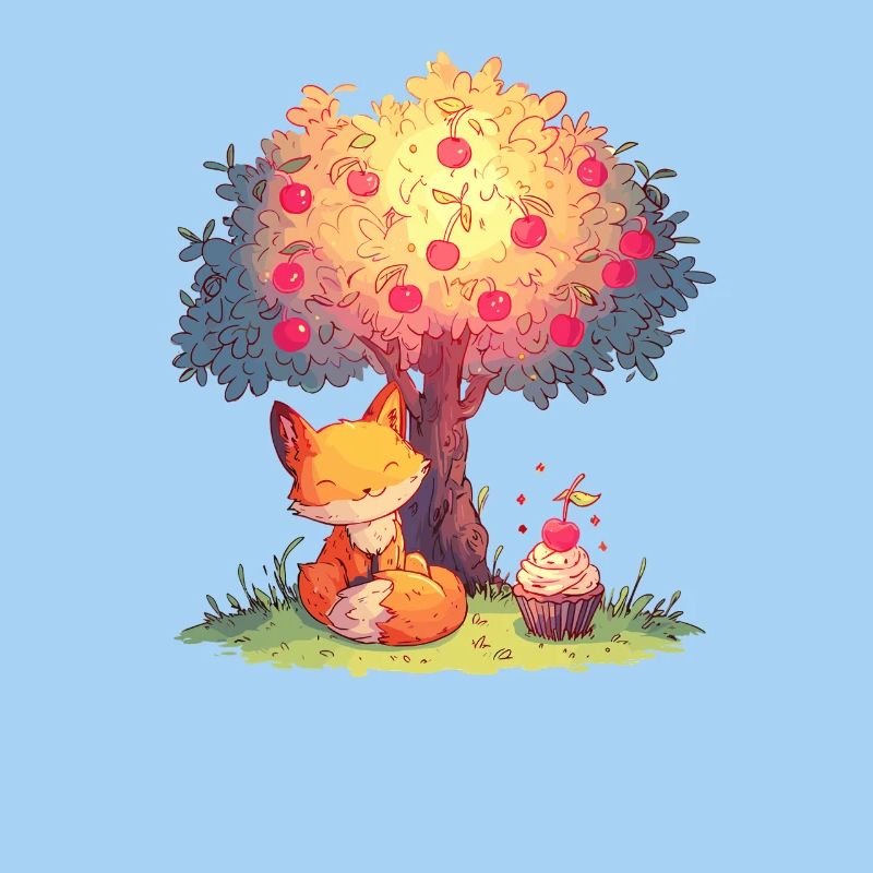 Fuchs am Apfelbaum mit Cupcake