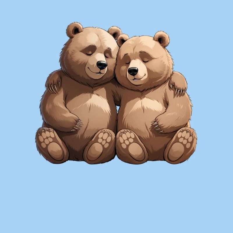 Two cuddly bears hug