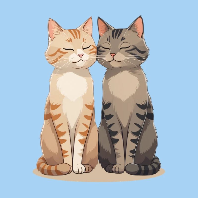 Zwei glückliche Katzenfreunde