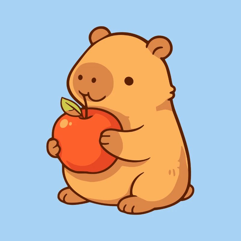 Capybara Illustration mit Apfel