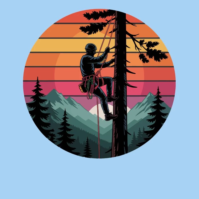Kletterer im Abendrot Waldlandschaft