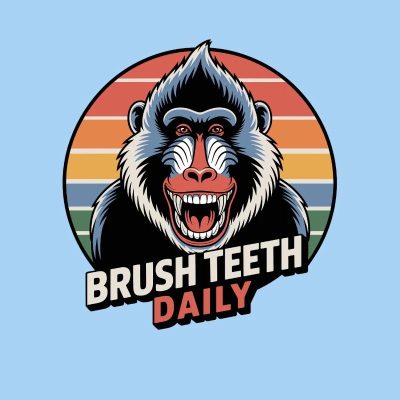 Daily Brushing Teeth Mandrill Monkey