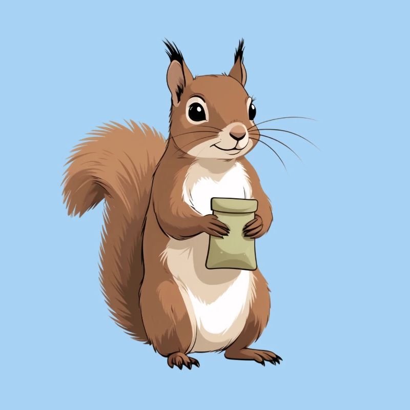 Eichhörnchen mit Beutel