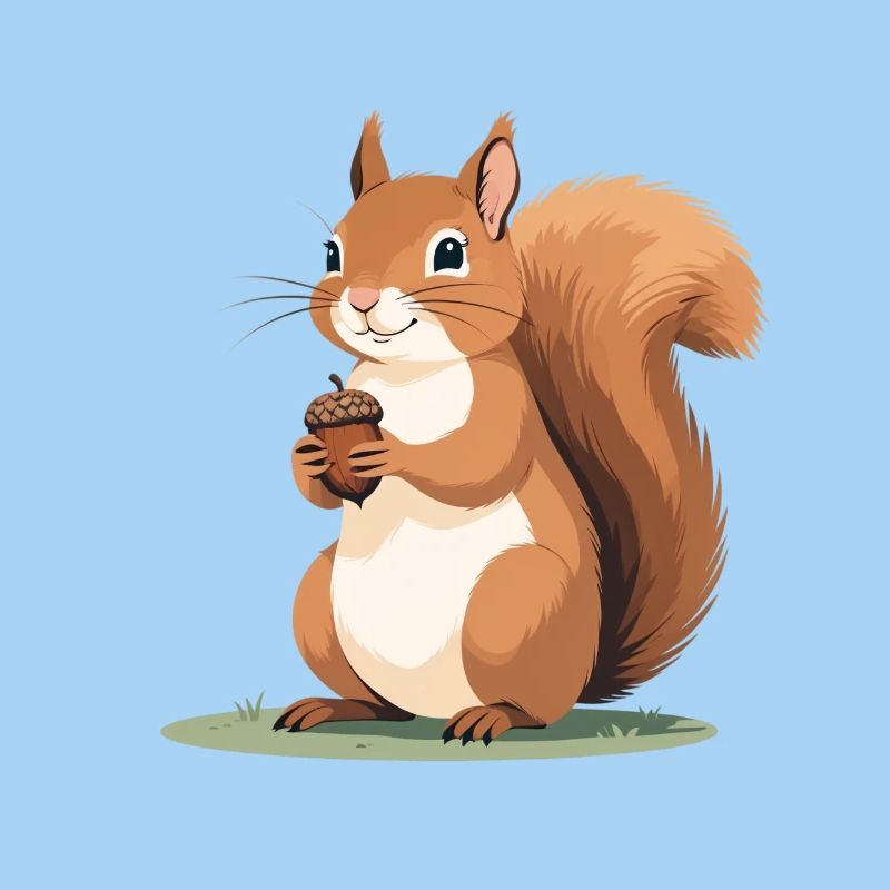 Eichhörnchen mit Eichel Karikatur