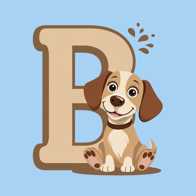Lettre B avec motif de chien