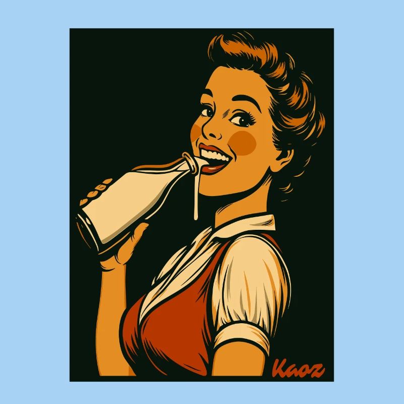 Retro Dame mit Milch Getränk 