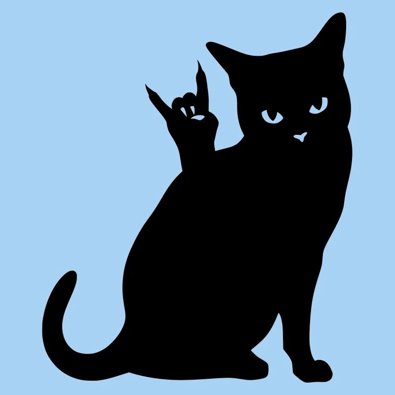 Black Cat – Devil Horns Silhouette