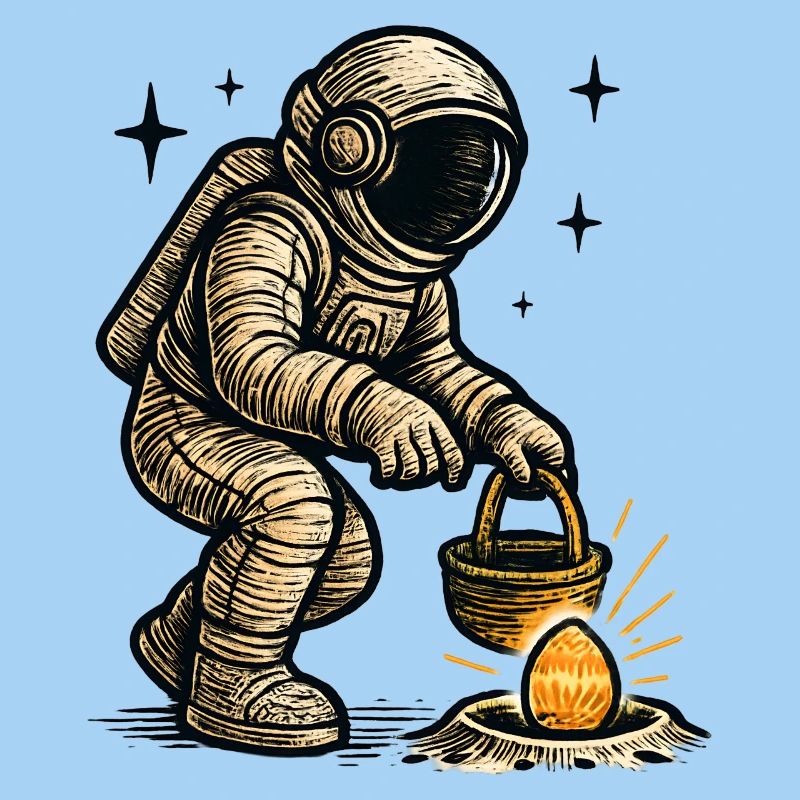 Astronaut collects easter egg