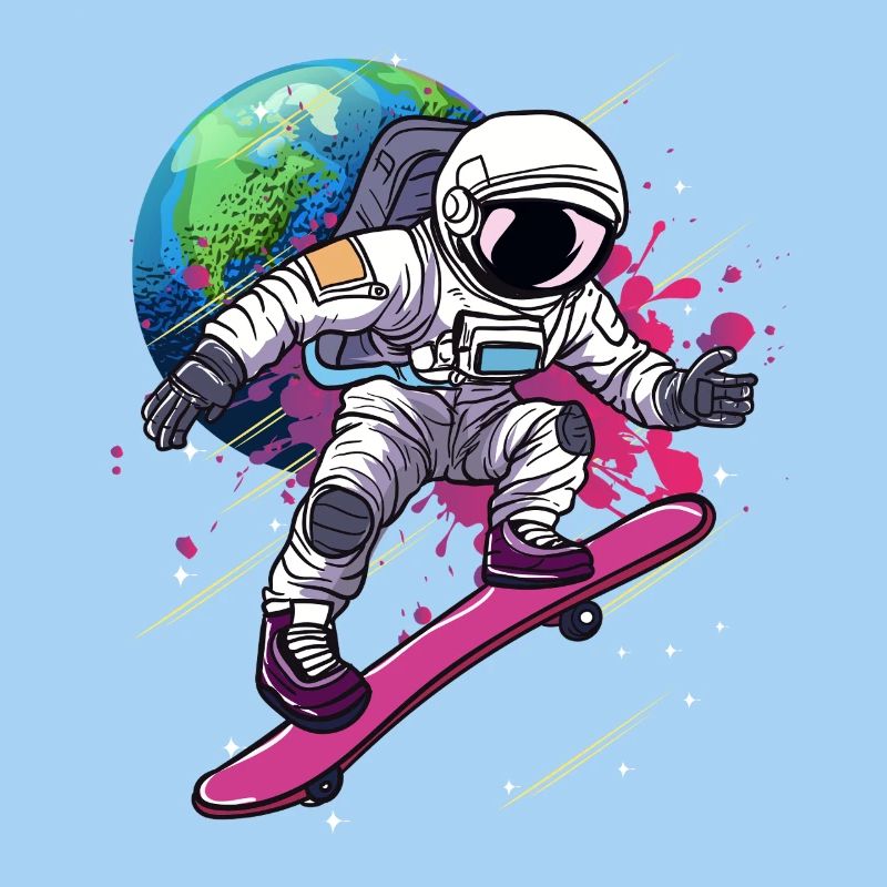Astronaut Skateboard Erde