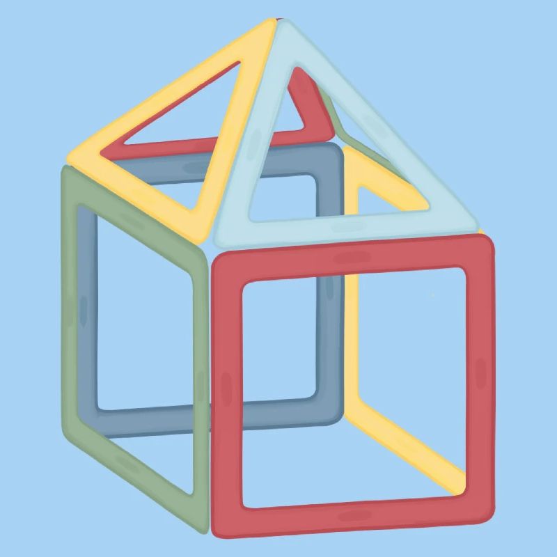 Colorful Cube Block Composition