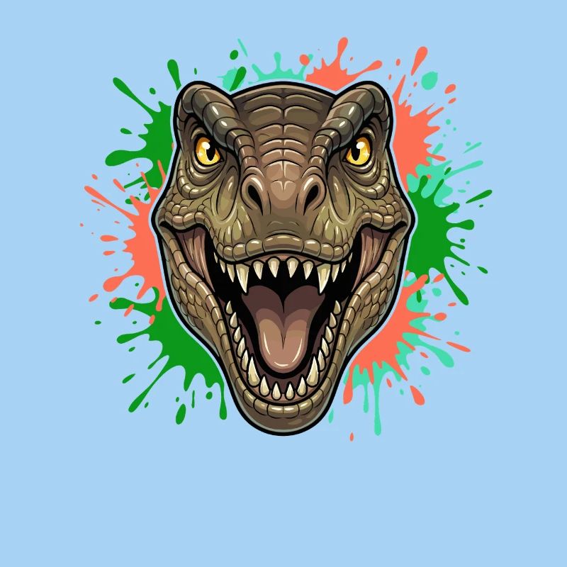 T-Rex Neon Paint Splatter Head