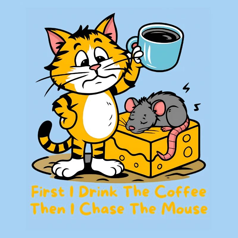 First I Drink The Coffee Funny Cat Mouse Coffee
