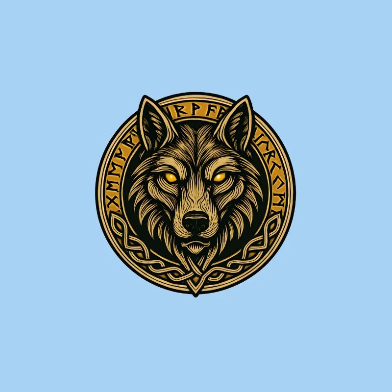 Wolf medallion with rune ring