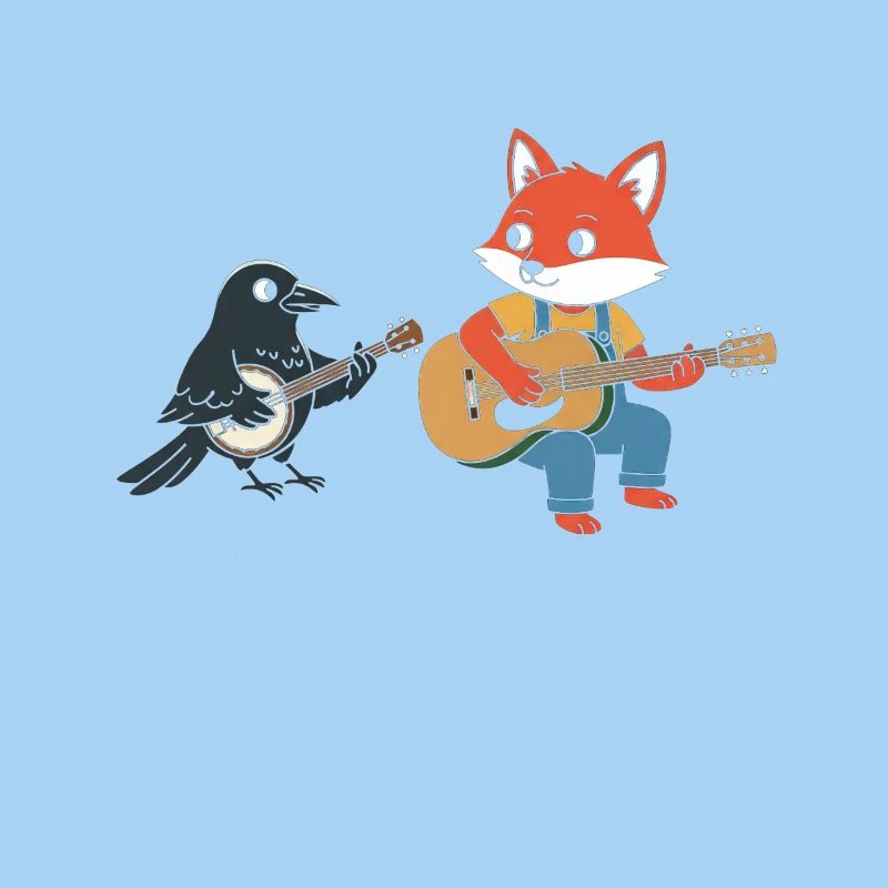Fox Guitar Crow