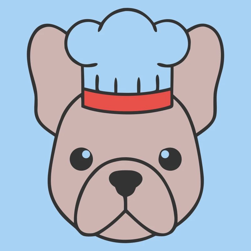 Frenchie Chef Hat Head Logo