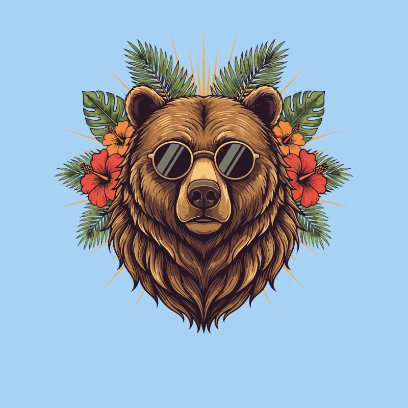 Sun bear in tropical style