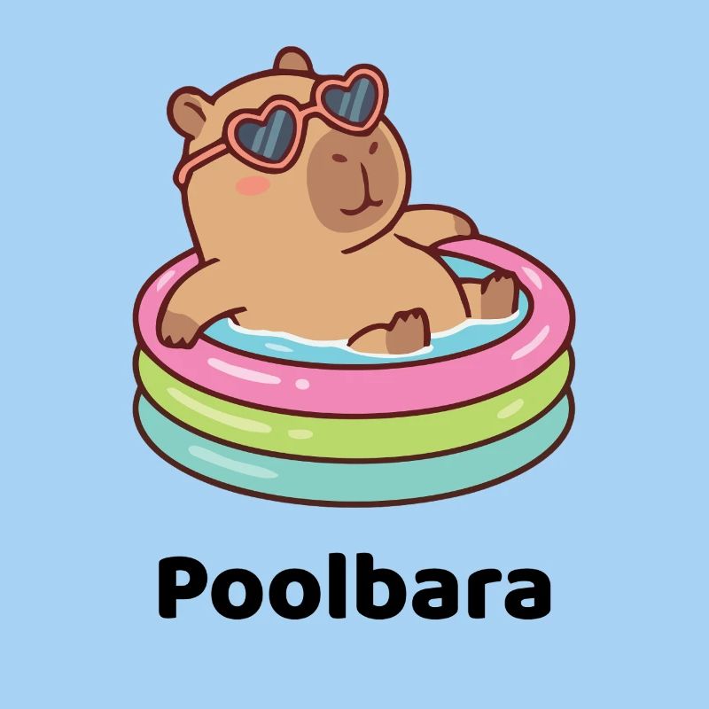 Bärchen/Capybara im Planschring mit Sonnenbrille