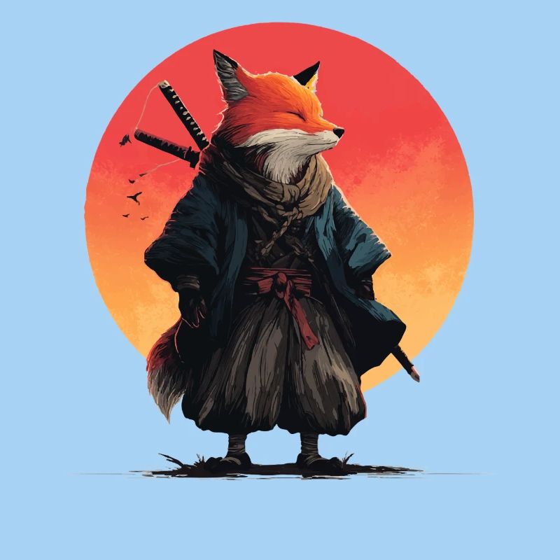 Fuchs-Samurai bei Sonnenuntergang