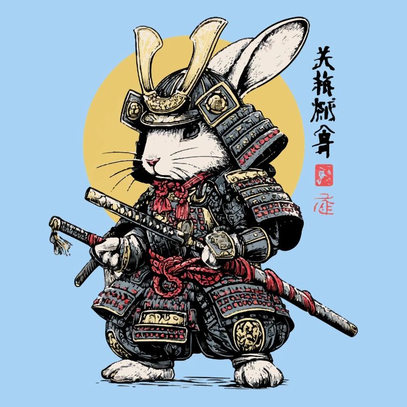 Rabbit Samurai in Armor with Katana