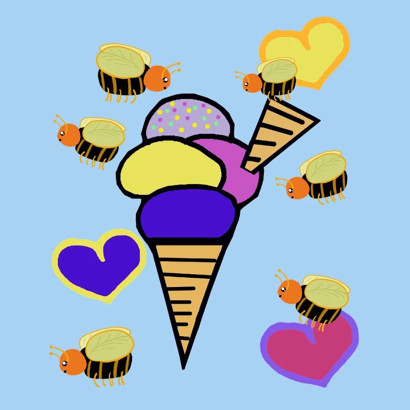 Retro Eis Eiskrem Eiscreme Bienen