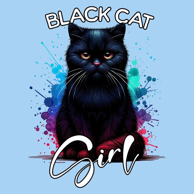 Grumpy Black Cat Girl Black Cat