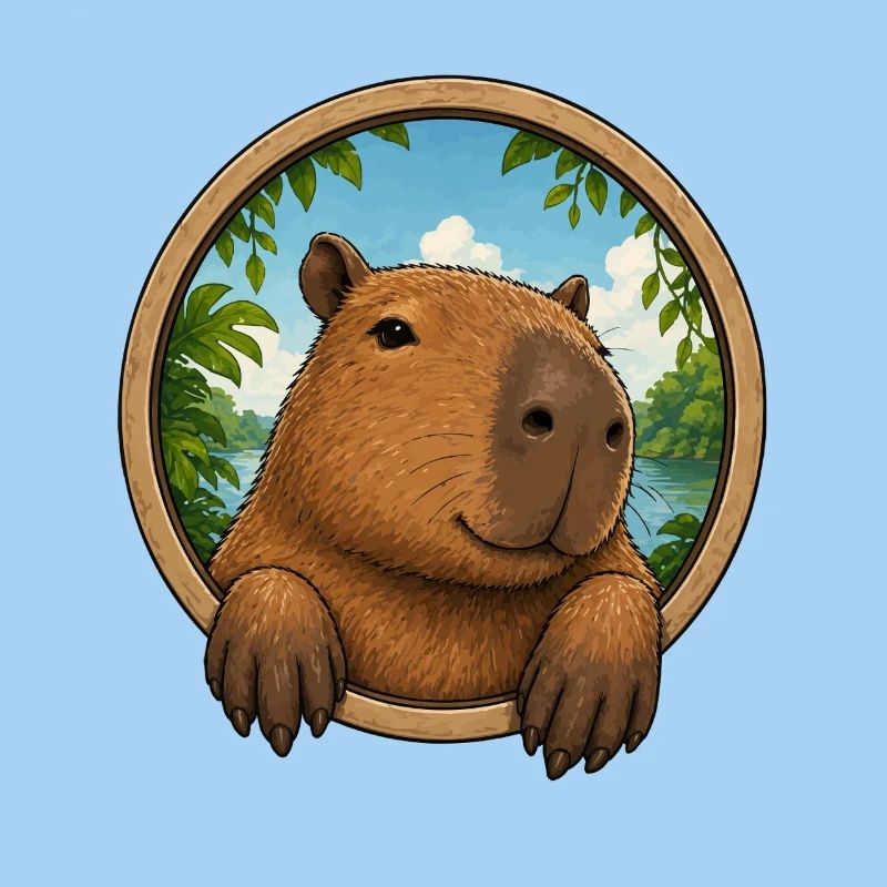 Cuddly capybara in frame