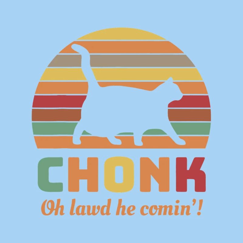 Chonk Cat Retro Sonnenuntergangs-Tee